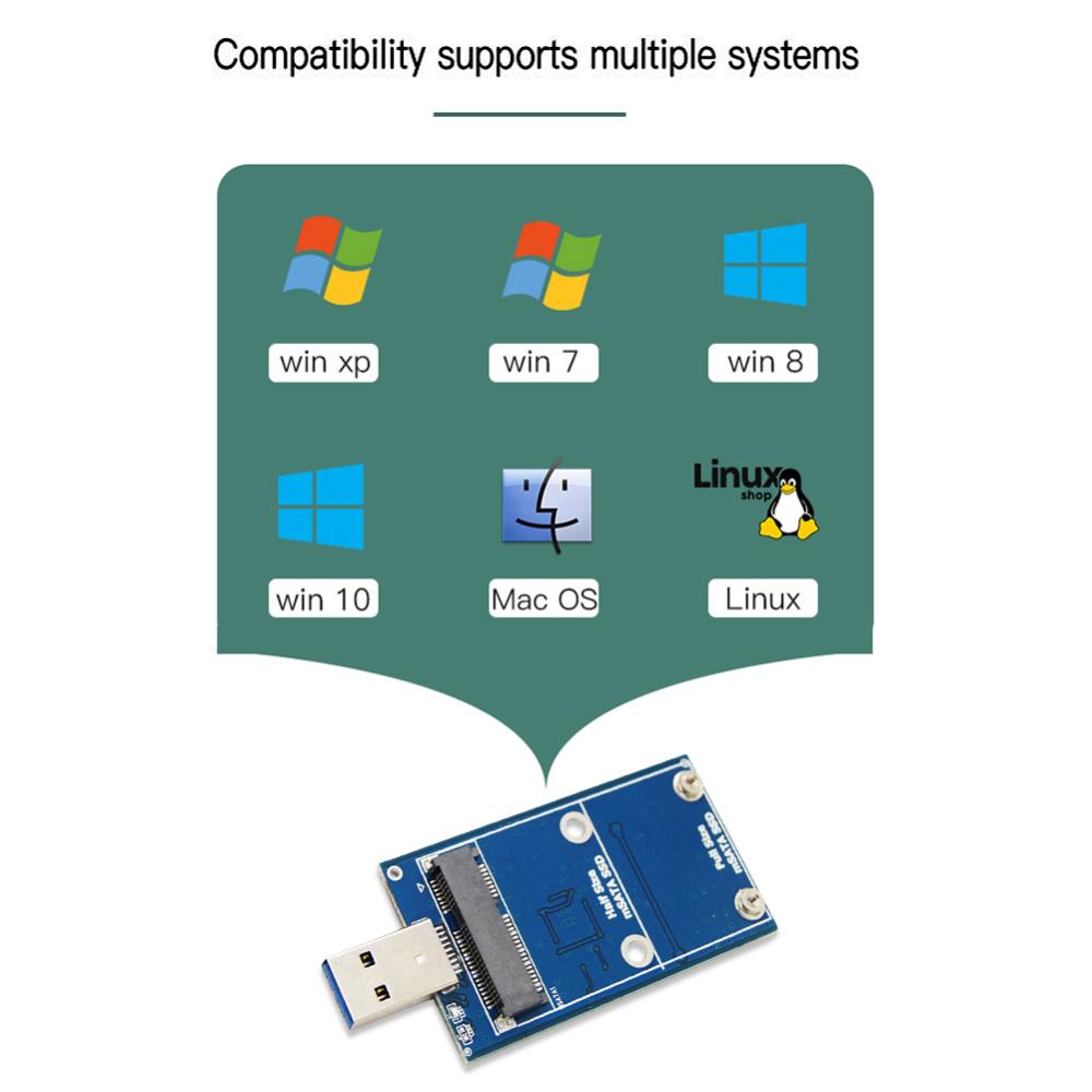 Mini MSATA Để USB 3.0 Hộp đĩa cứng 6Gbps công cụ chuyển đổi SSD Adapter Bao Vây Không Dây Pci-E Cho 30*30/50 mSATA SSD