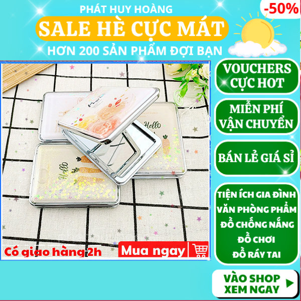 Gương kim tuyến mini bỏ túi siêu xinh nhiều mẫu ngẫu nhiên, gương mini cầm tay 2 mặt xinh, gương tròn gấp gọn tiện lợi giá rẻ, gương soi hình tròn loại bé bỏ túi, gương cầm tay trang điểm lấp lánh nhỏ gọn, Phát Huy Hoàng