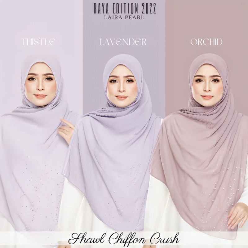 HIJAB CRUSH SHAWL FINE PLEATED CHIFFON PEARL DIAMOND NEW ARRIVAL