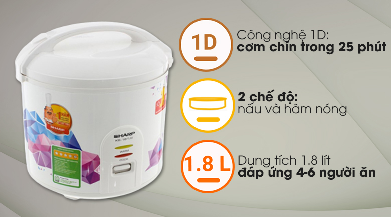 Nồi cơm điện Sharp 1.8 lít KS-18TJV ( Hàng trưng bày )