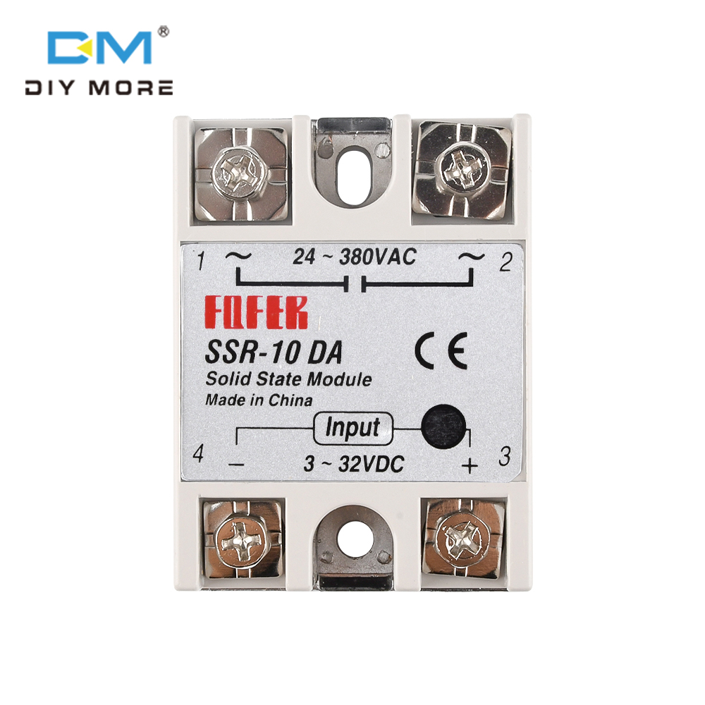 Diymore dc-ac solid state relay ssr-10da 10a 3-32v dc to ac 24-380v ssr relay switch