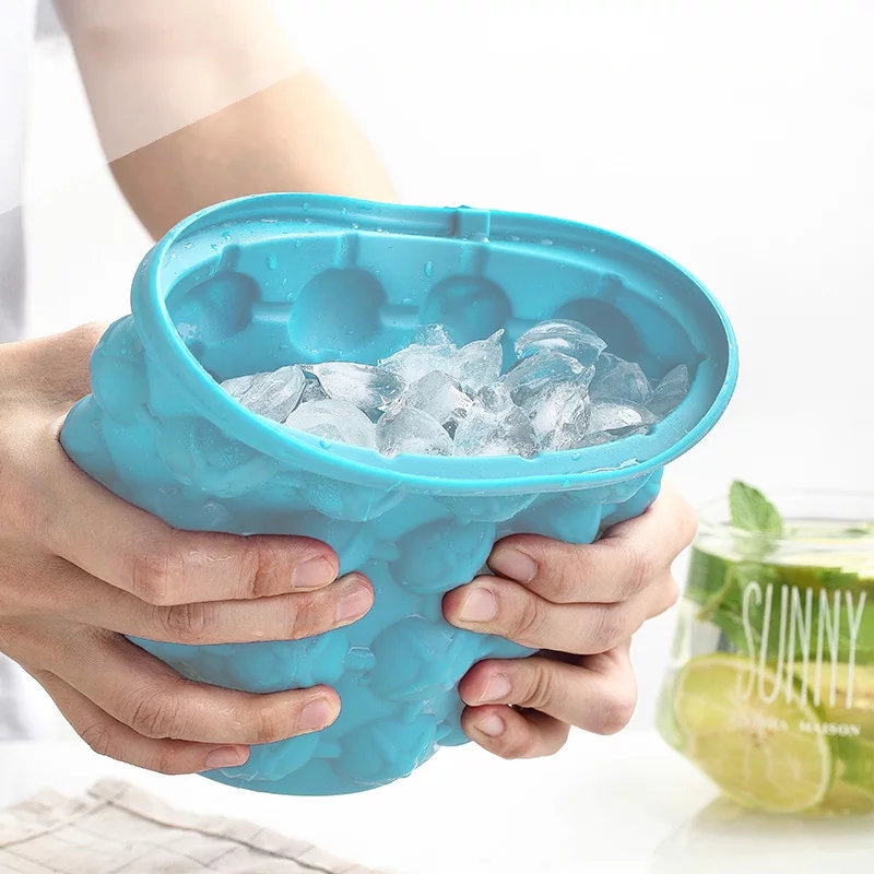 Ice Bucket Ice Cube Mold Silicone ice Cube Maker Ice Cube Mold Tray Portable Bucket Wine Ice Cooler Beer Cabinet Kitchen Tools Drinking Whiskey Freeze. 