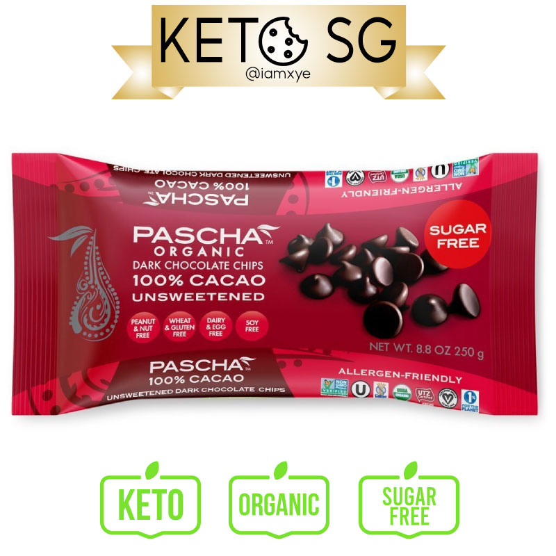 Pascha Organic Keto Unsweetened Baking Dark Chocolate Chips 100