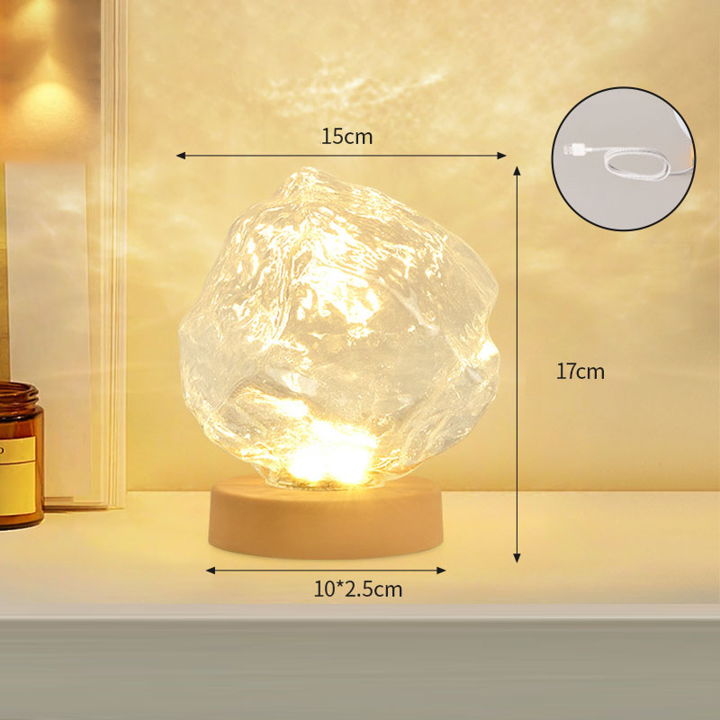 Cross-border imitation stone glass lampshade, night light, bedroom lamp, Nordic Internet celebrity bedside lamp, atmosphere lamp, rechargeable children's table lamp