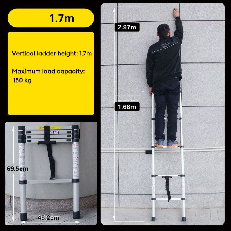 Telescopic ladder, slub ladder, Aluminum alloy,collapsible,fishing rod ladder, aluminum household ladder, aluminum alloy telecommunication engineering ladder, folding portable ladder