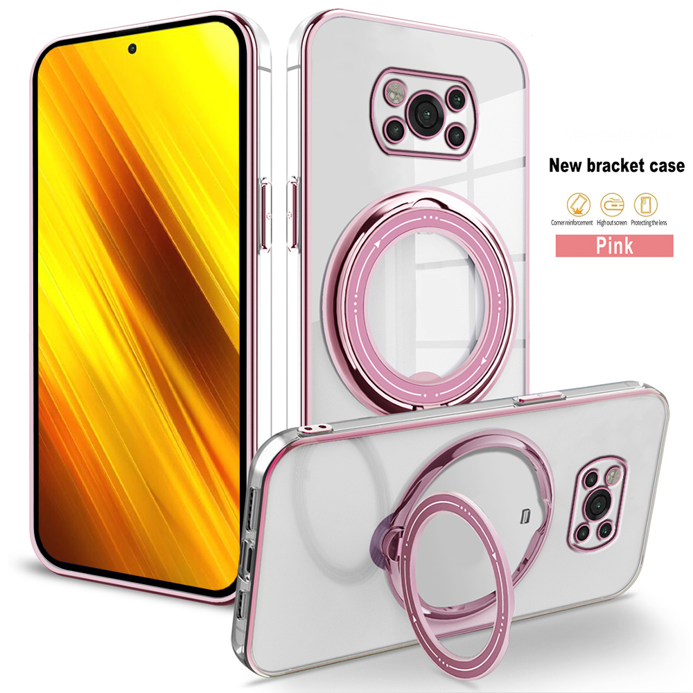 ​ for xiaomi poco x3 pro x3 nfc casing 2023 luxury magsafe wireless charging phone cover 360° electroplated rotating ring bracket bumper xiaomi poco x3 x3nfc x3pro case fuanda