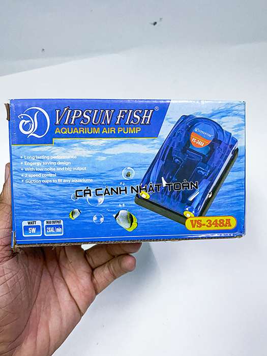 "hoàn tiền đến 10%" máy tạo oxy 2 vòi 5w tặng 2 cục sủi và 2 mét dây oxy vipsun vs348a