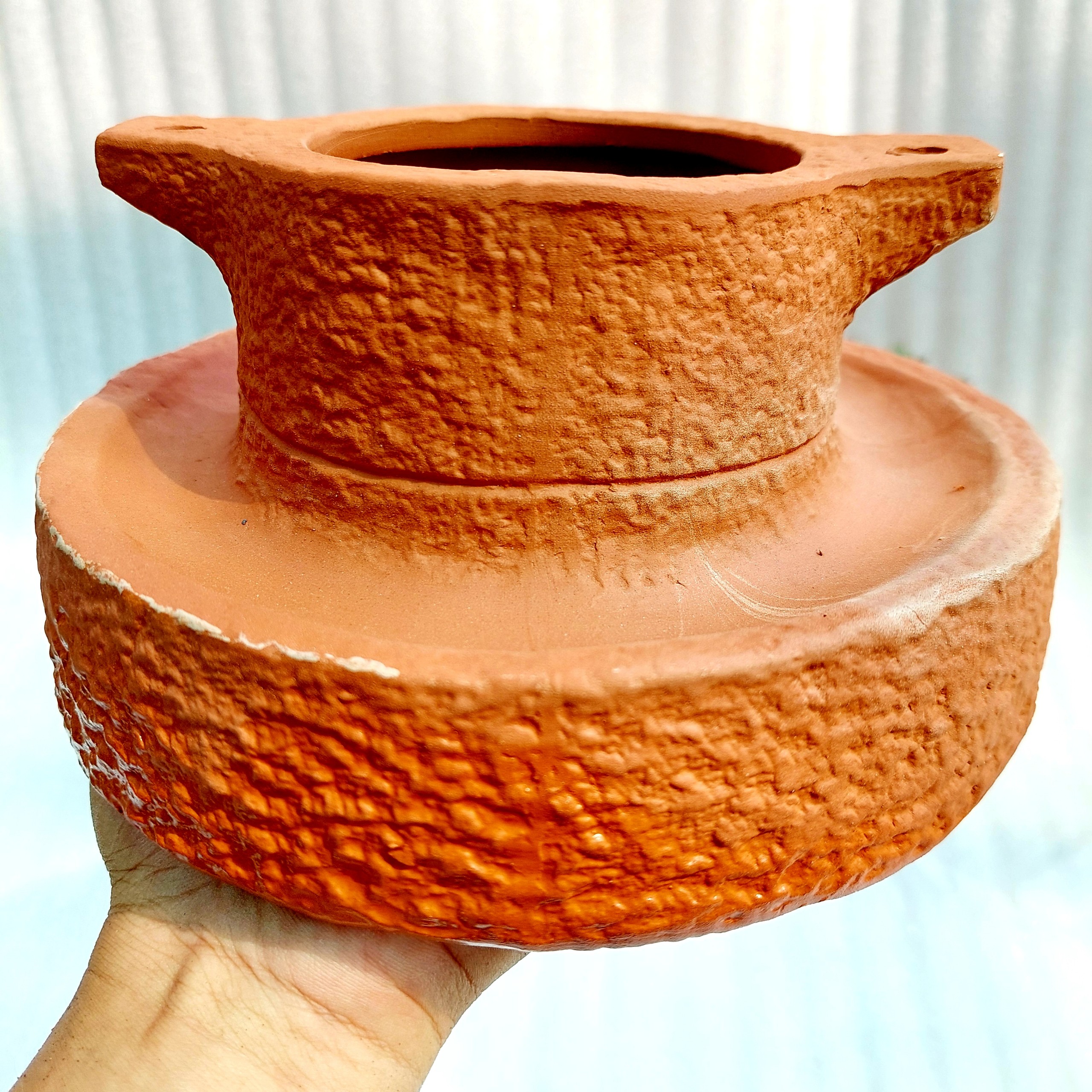 Chậu đất nung - Cối xoay, miệng chậu 10cm, chiều cao 10cm
