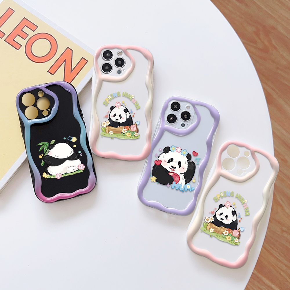 YYDS for Vivo Y28 4G Back Cover Cute Panda Case Soft Texture Wavy Edge Silicone Mobile Cover. 