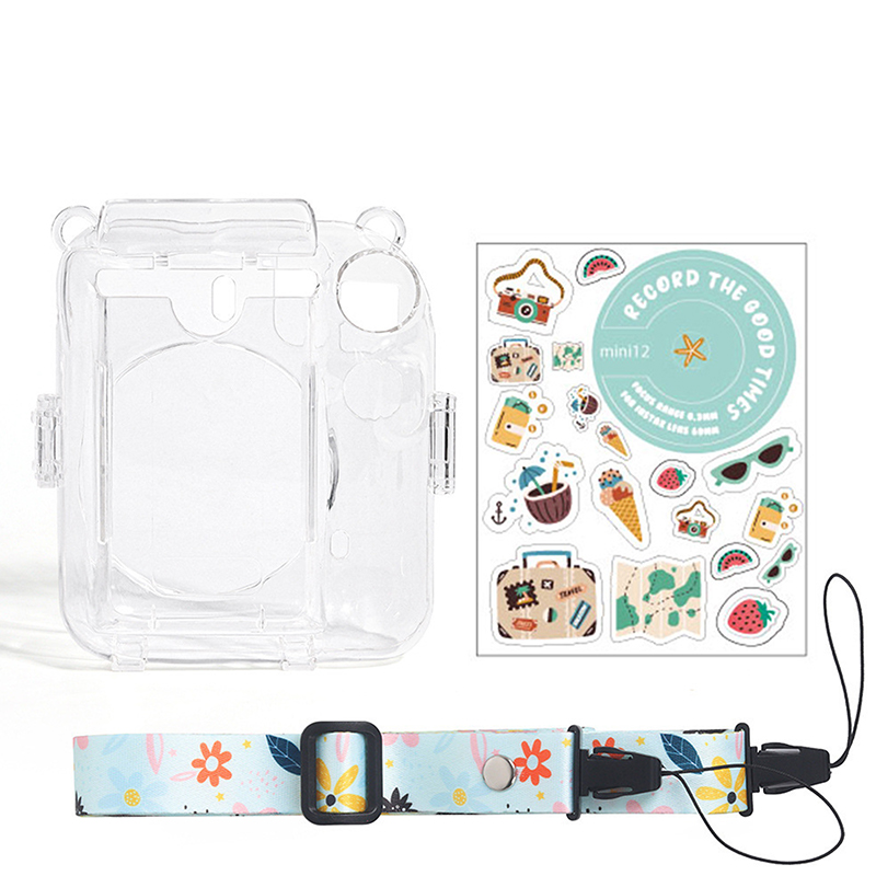 Cho Fujifilm Instax Mini 12 máy ảnh trong suốt trường hợp bảo vệ Carry bag bìa với dây đeo vai lưu trữ túi