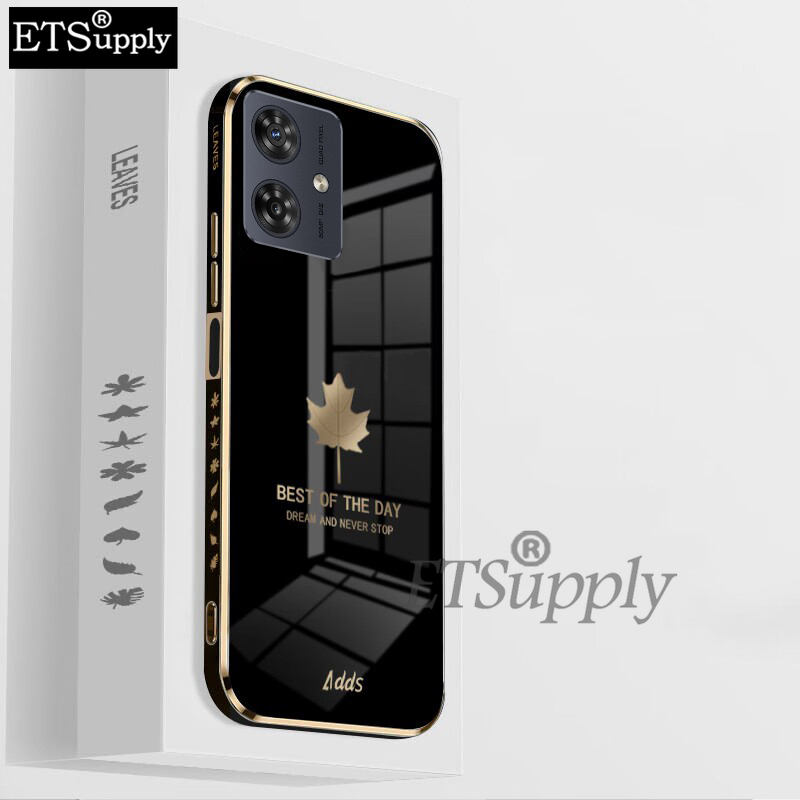 Phone case For Motorola G64 Back cover Shining Maple Leaf Design soft plating Back cover Motorola Moto G64 case. 