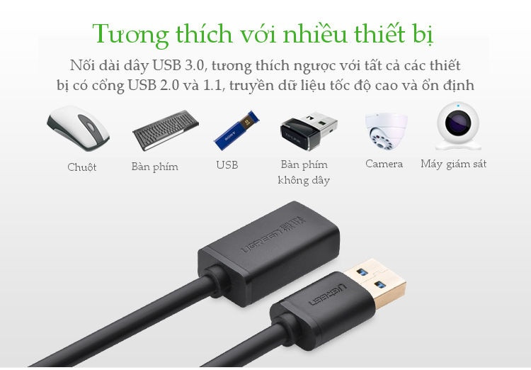 Dây nối dài USB 3.0 mạ vàng UGREEN US115