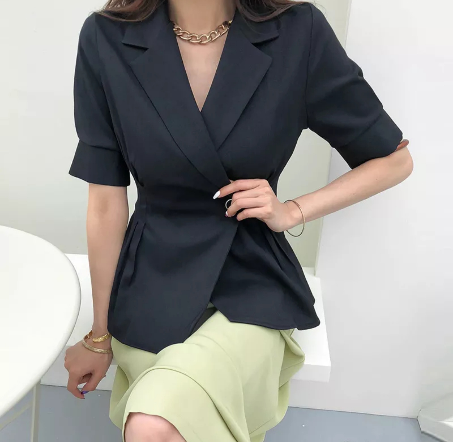 Áo Khoác Vest Nữ Dáng Dài Kiểu Hàn Quốc