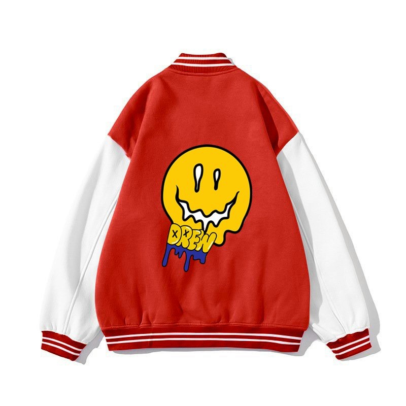 Áo Khoác Kaki Bomber Nam Nữ in Logo Drew Kèm Mặt Cười Tươi, Kiểu Dáng Thể Thao Trẻ Trung. UT