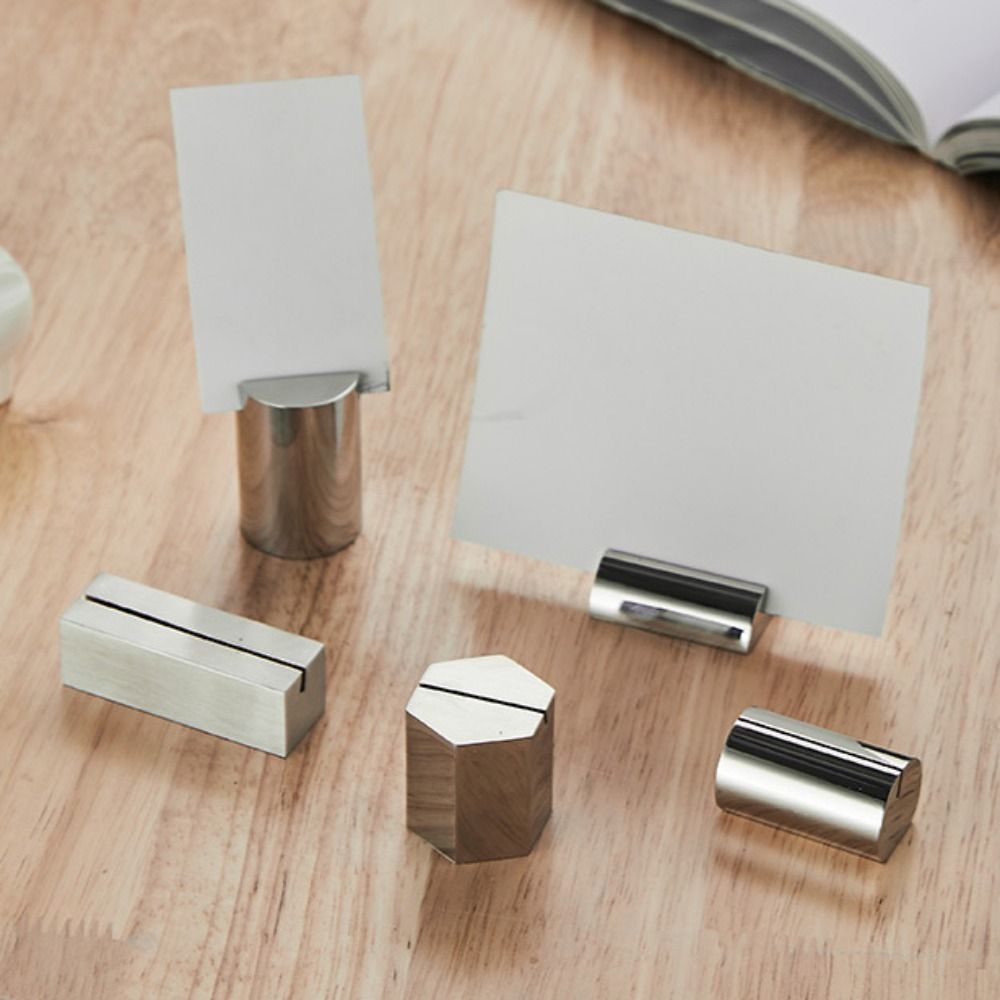 Insert Menu Folder Stainless Steel Card Holder Solid Funny Number Sign Holder Creative Label Holder Name Place.