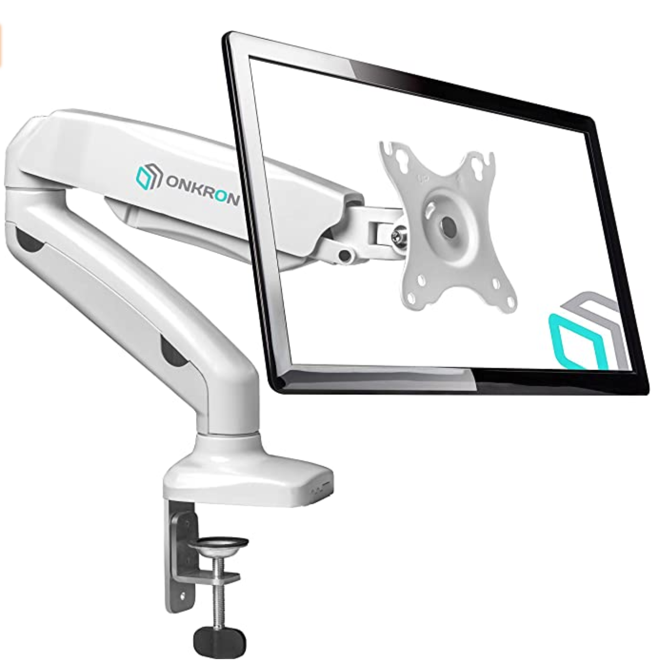 ONKRON Monitor Desk Mount Arm with Bracket For 13 To 27 Inch Computer Screens G80 White 