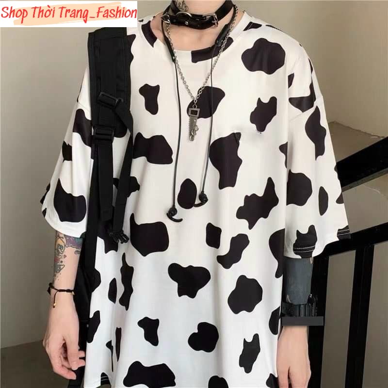 Áo thun nam nữ bò sữa cá tính form rộng vải cotton co dãn thoải mái thời trang cao cấp