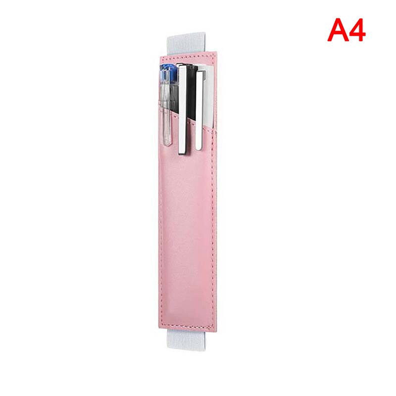 Adjustable Elastic Band Pen Clip Pencil Case Bag Creative Business Notebook Leather Pen Pouch Holder For Diary Journal Clipboard