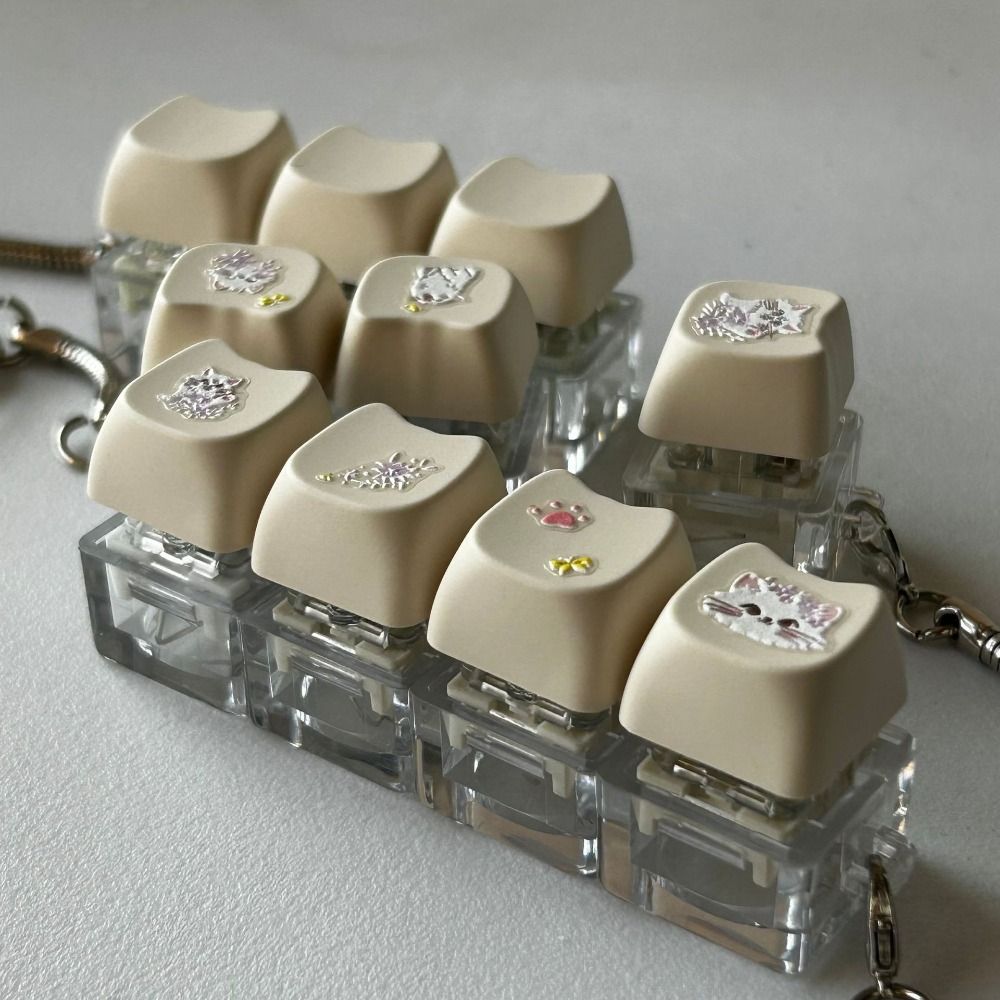 New 1/2/4 Keys Keyboard Keychain Stress Relief DIY Button Keycap Mini ...