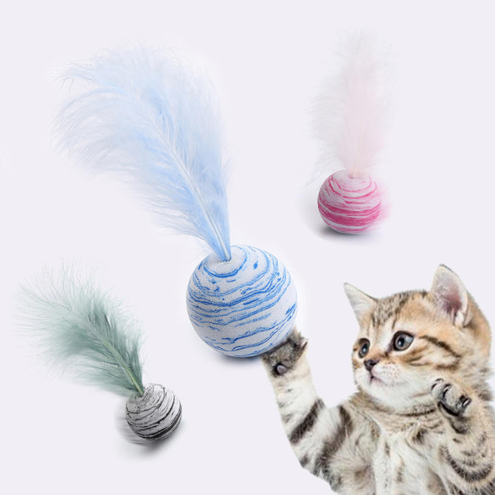 Cat Toy Feather Ball Star Ball Interactive Plush Toy Pet Supply