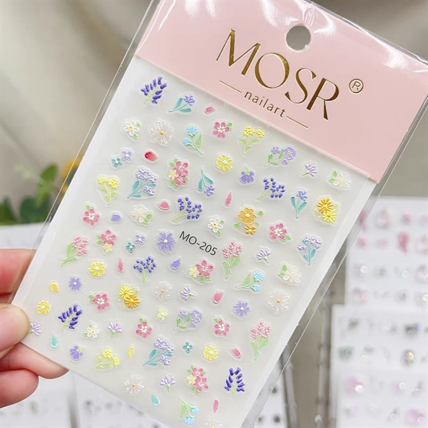 Sticker nổi hình hoa dán móng