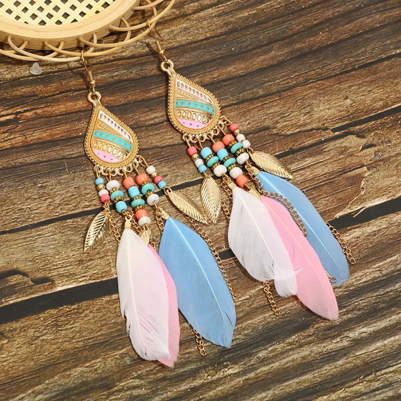 Bohoemian Earrings Feather Earrings Myntra Bohemian Colorful