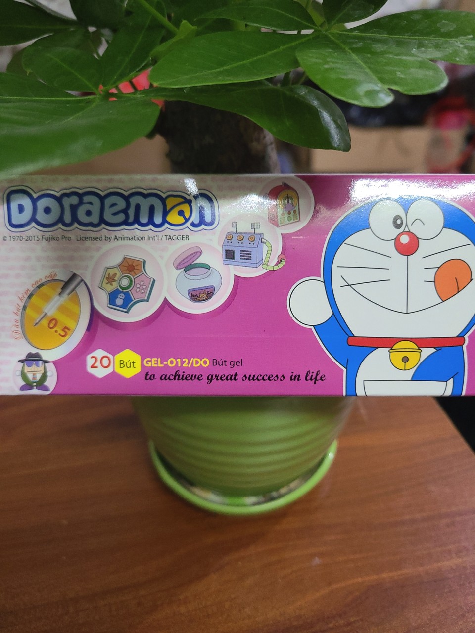 01 Hộp 20 Cây Bút Gel Doremon Mực Tím ( Ngòi 0,5mm ).