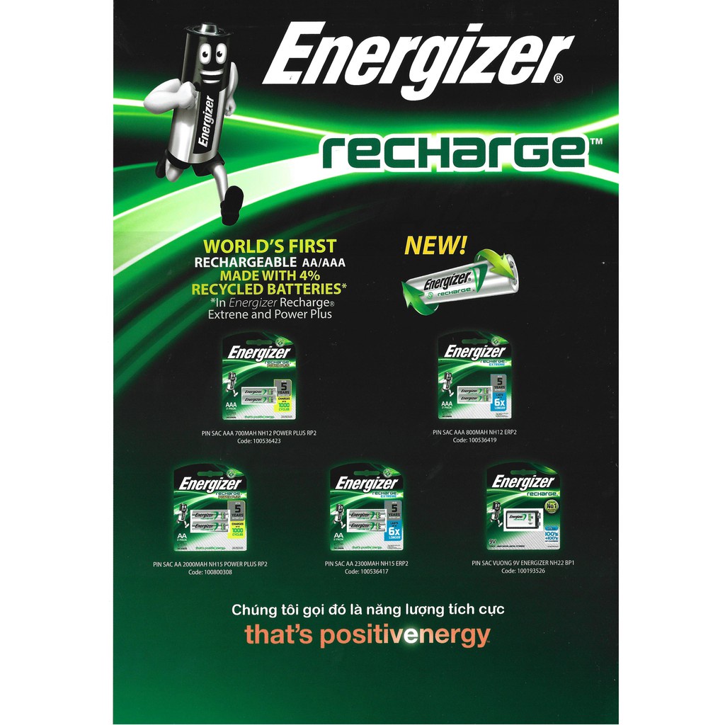 Pin Sạc AAA Energizer 800mAh - Vỉ 2 Viên