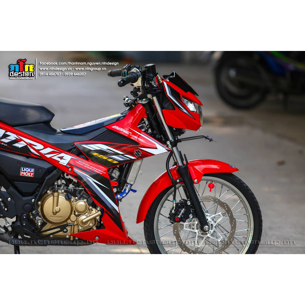 Tem Rời Dán Xe Raider FI Mẫu Đỏ Đen Chữ Satria