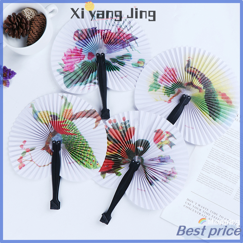 XYJ Flash Sale Home Summer Handheld Fan Chinese Folding Hand Fan Printed Paper Decorative gift