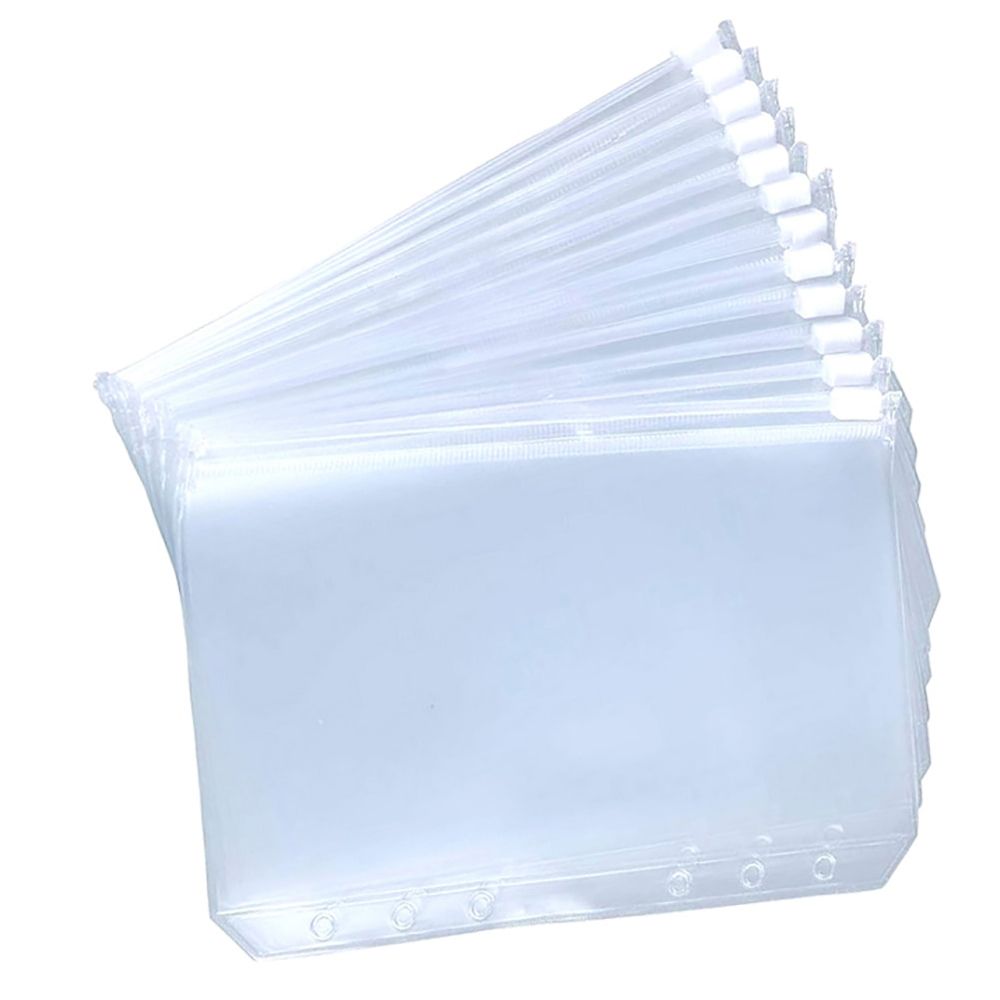 Roberta convenient transparent 12pcs document filing bags pvc binder bag binder pouch 6-ring binder loose leaf bag binder pockets zipper folders a5/a6 /a7 size