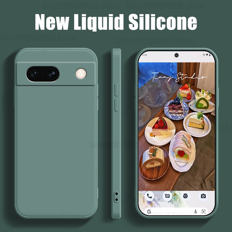 Cho Google Pixel 7 Pro vuông Silicone lỏng Ốp điện thoại cho Google Google Pixel 7A 7pro pixel7 5g Couple Cover quay lại mềm chống sốc máy ảnh bảo vệ trường hợp vỏ