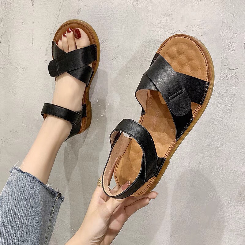 Giày Nữ Bệt Sandal Quai Chéo Kiểu Trơn Mã E8