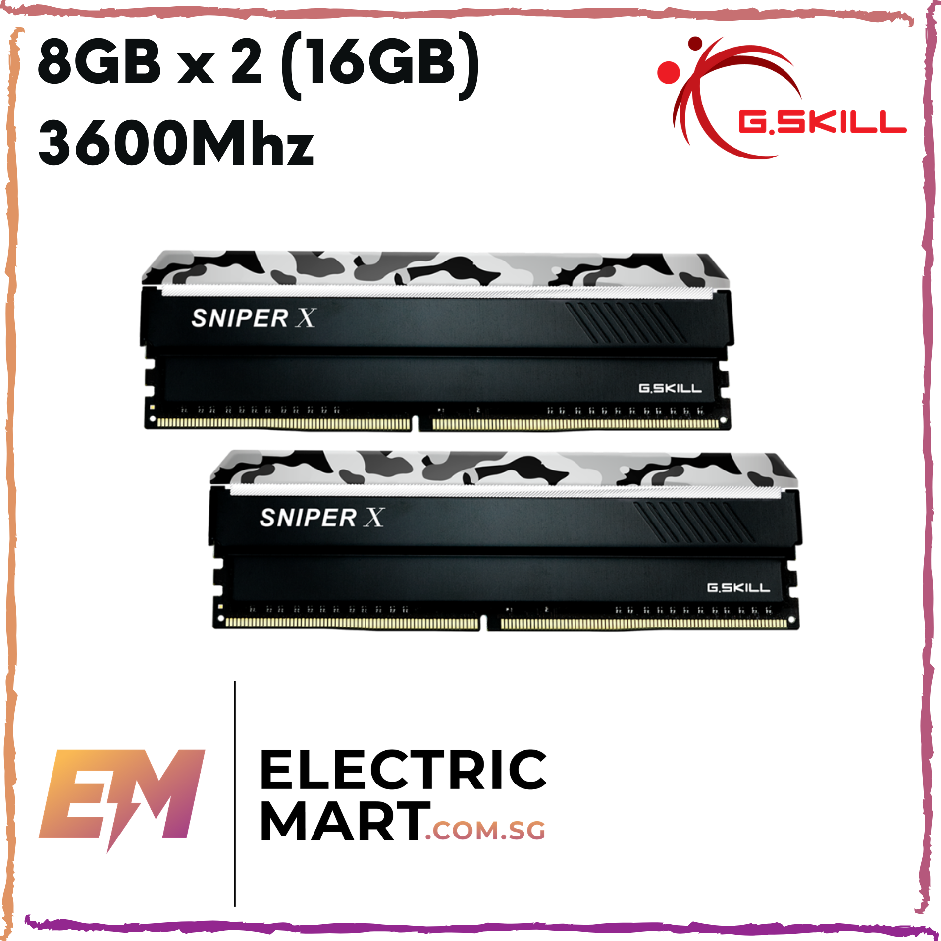 G.SKILL Sniper X DDR4-3600 16GB (2x8GB) 288-Pin DDR4 SDRAM (PC4