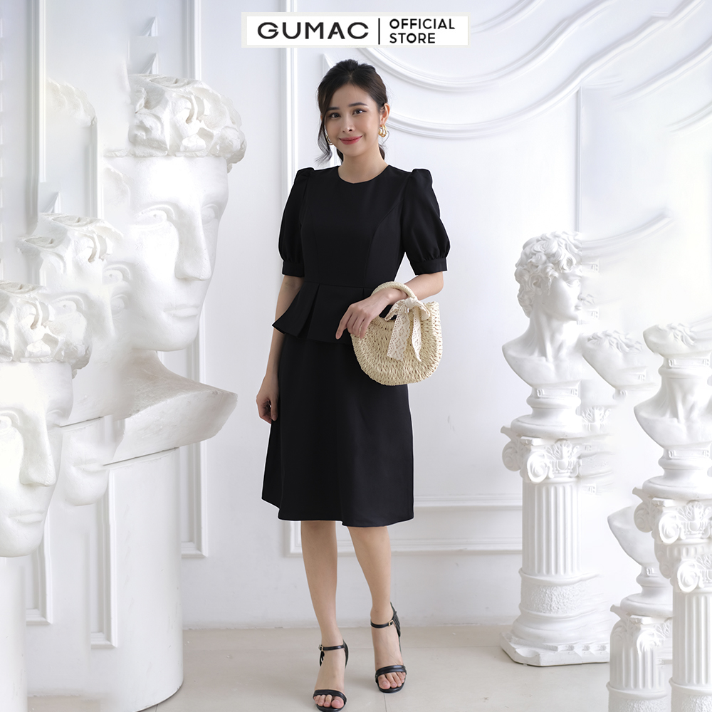Đầm dáng ôm GUMAC DC03064 eo phối bèo