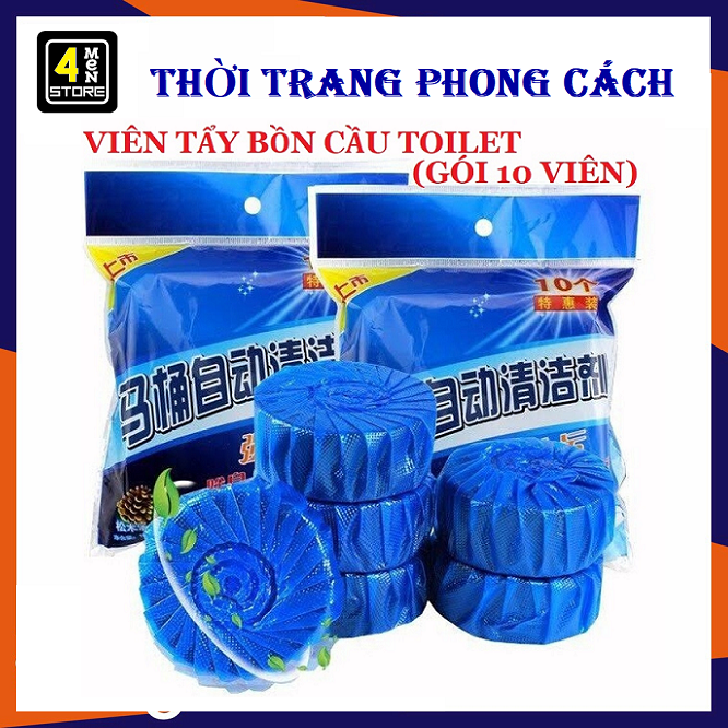 Túi 10 Viên Thả Tẩy Bồn Cầu Toilet Khử Mùi Thế Hệ Mới - Viên Thả Toilet Diệt Khuẩn, Tẩy Sạch Vệ Sinh Vết Bám Bẩn