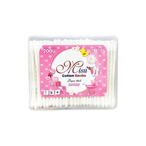 Tăm bông trẻ em - tăm bông misu lỗi giấy hộp 200 que
