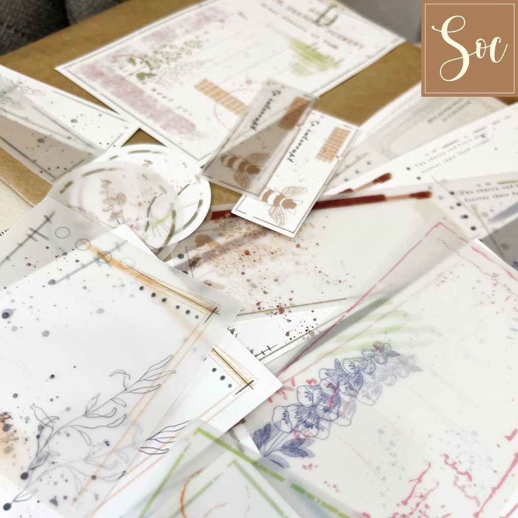 Set sticker note trang trí Bullet Journal phong cách cổ điển
