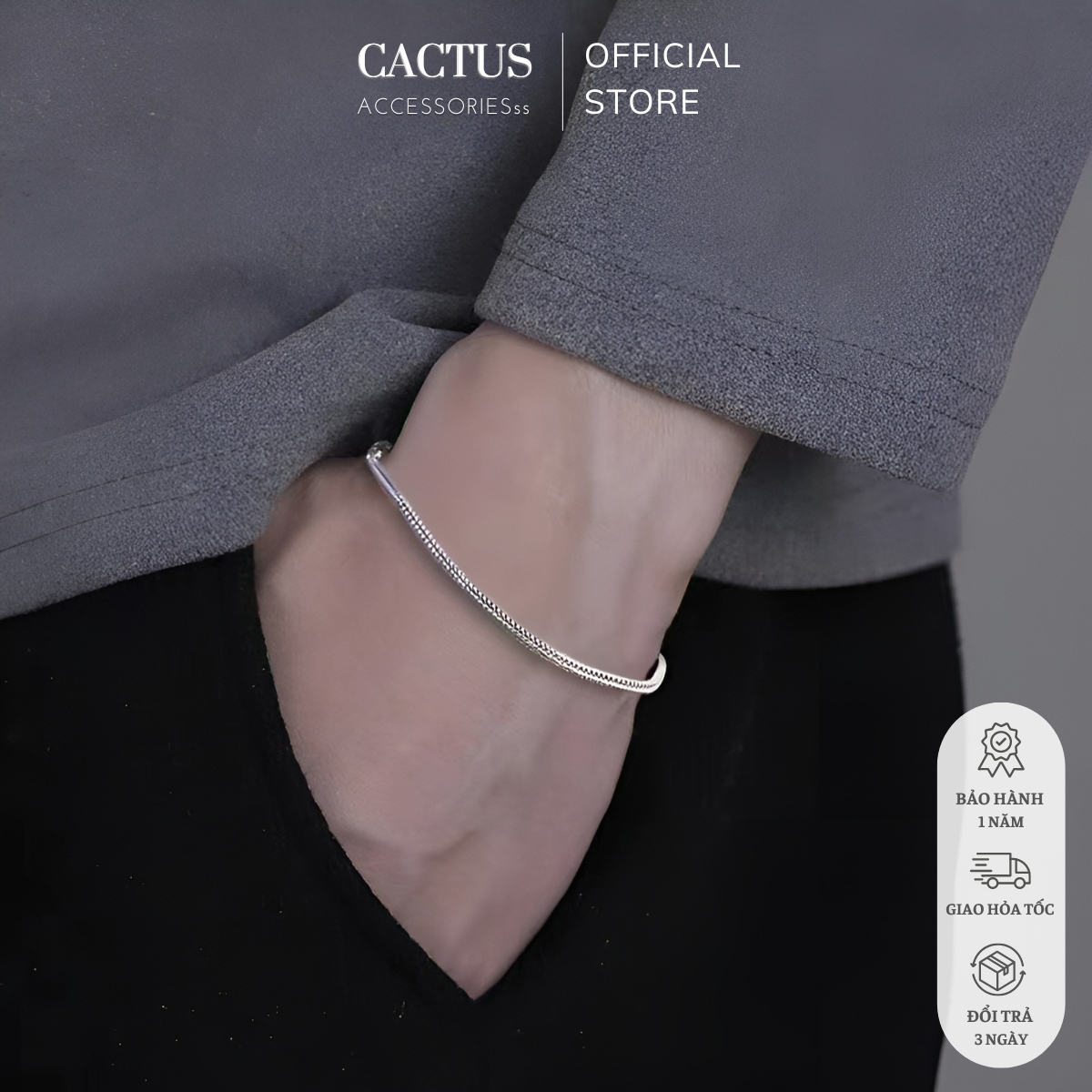 Vòng tay / Lắc tay mảnh Basic 2mm, lắc tay Unisex basic kiểu dáng đơn giản - Cactus Accessoriesss