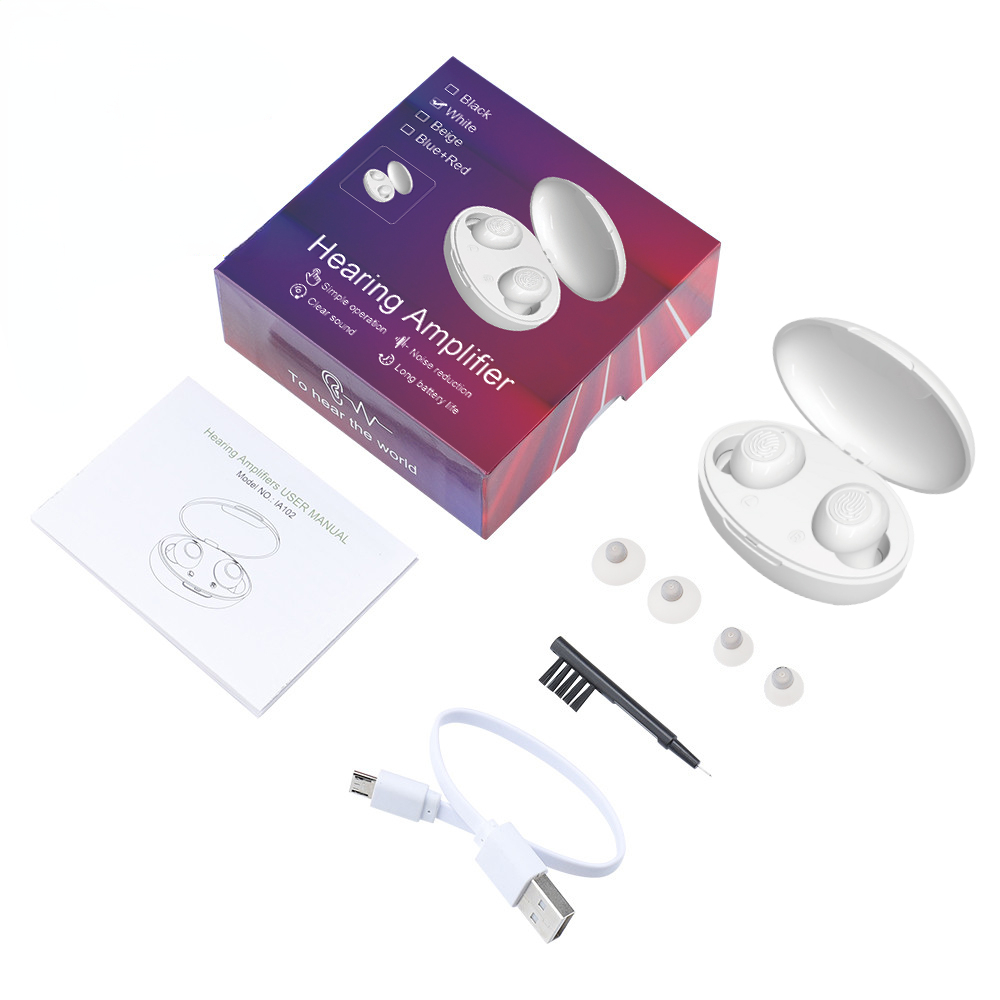 Hailicare Intelligent Hearing Aid Low Noise Wide Frequency Ear Care Sound Amplifier with Charger Box Elderly In-Ear Deaf Mini Hearing Aid