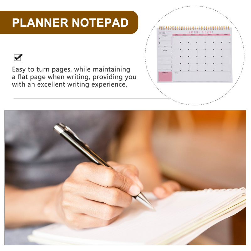 Jiogein Schedule Notebook Small Orange Agenda Pads Planning Notepad Do List Daily Planner Coil Multifunction Office
