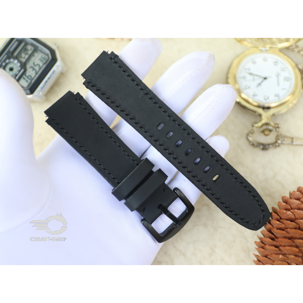 Dây da thay thế đồng hồ Casio AE1200 da bò sáp handmade