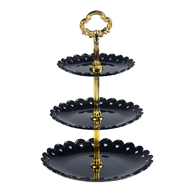 Fruit tray European-style dessert table Fruit tray Three-layer cake stand snack stand Wedding party candy tray Plastic dry fruit tray