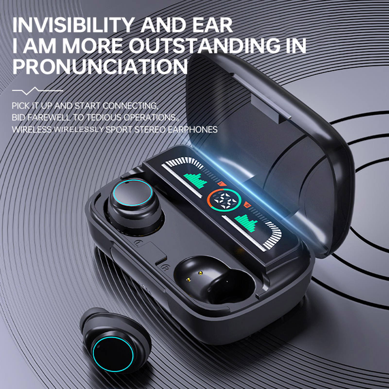 Eguan Earphone with Enc Intelligent Noise Reduction Noise Cancelling Earphone for Crystal Clear Calls Waterproof Wireless Earphones with Noise Reduction Stable Signal Hifi Sound Bluetooth 5.3