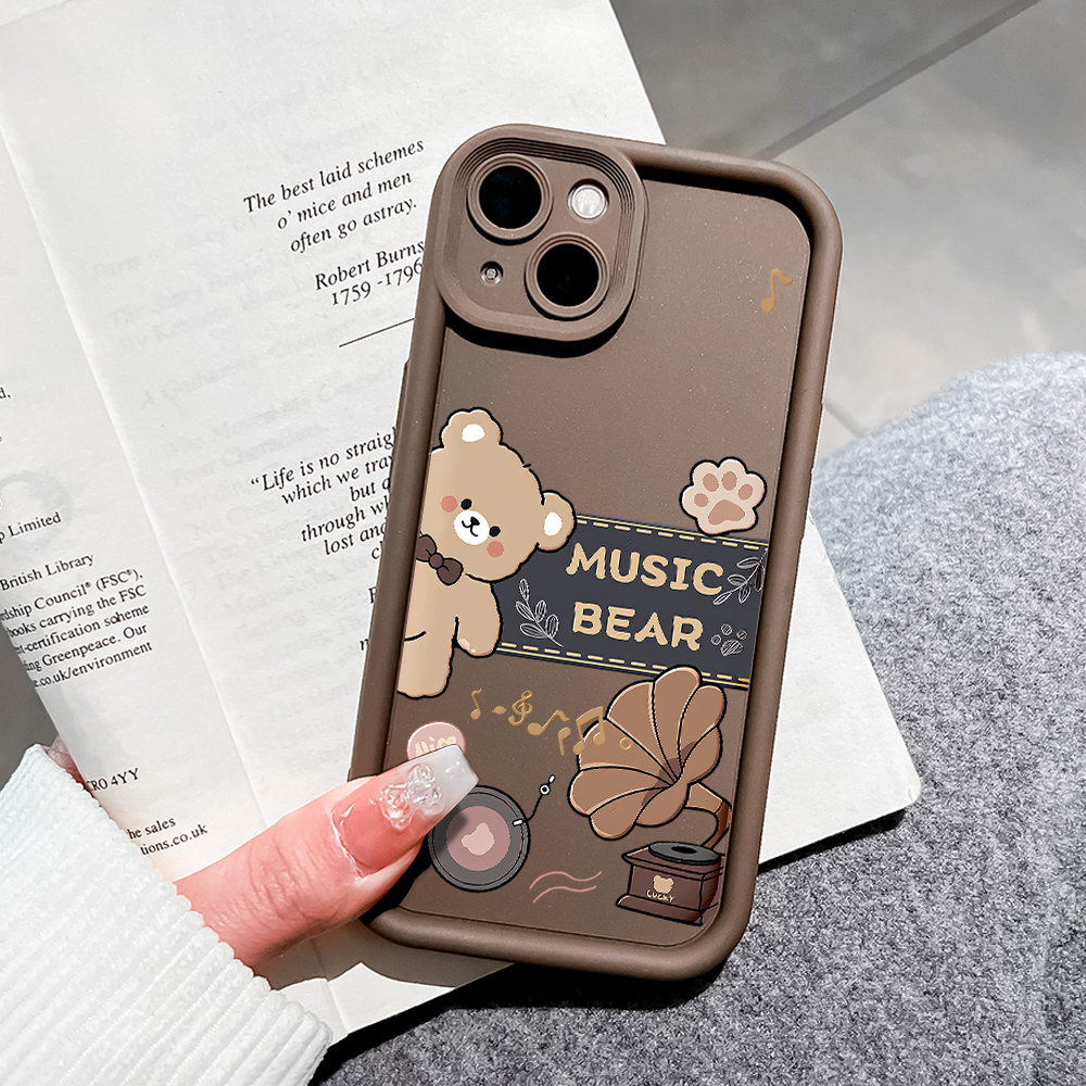 UCUC for Infinix Note 40 Back Cover Love Music Bear Ladder Camera Soft Rubber Phone Case. 