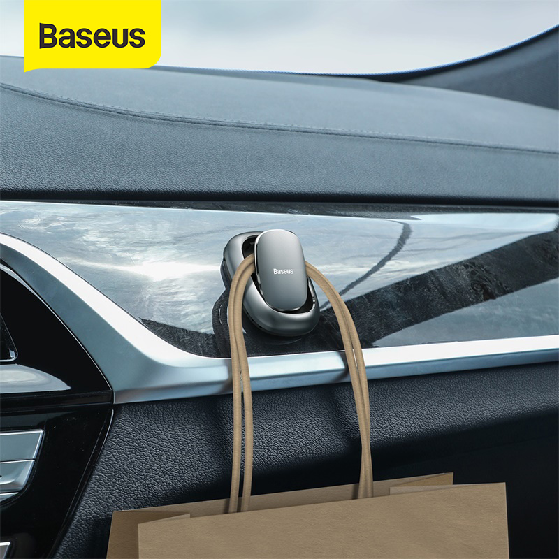 Baseus 2Pcs Wall Hooks Organizer Storage for USB Cable Headphone Key Storage Self Adhesive Wall Hook Hanger Auto Fastener Clip Suit for Home Office Car