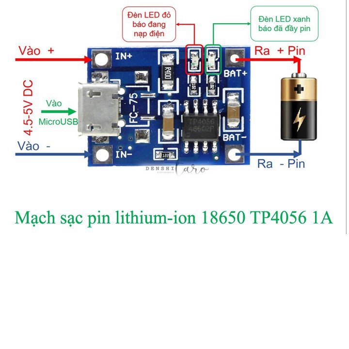 Mạch Sạc Pin TP4056 cổng USB micro B / Type C (Có / Không IC bảo Vệ ) - 1688s.vn