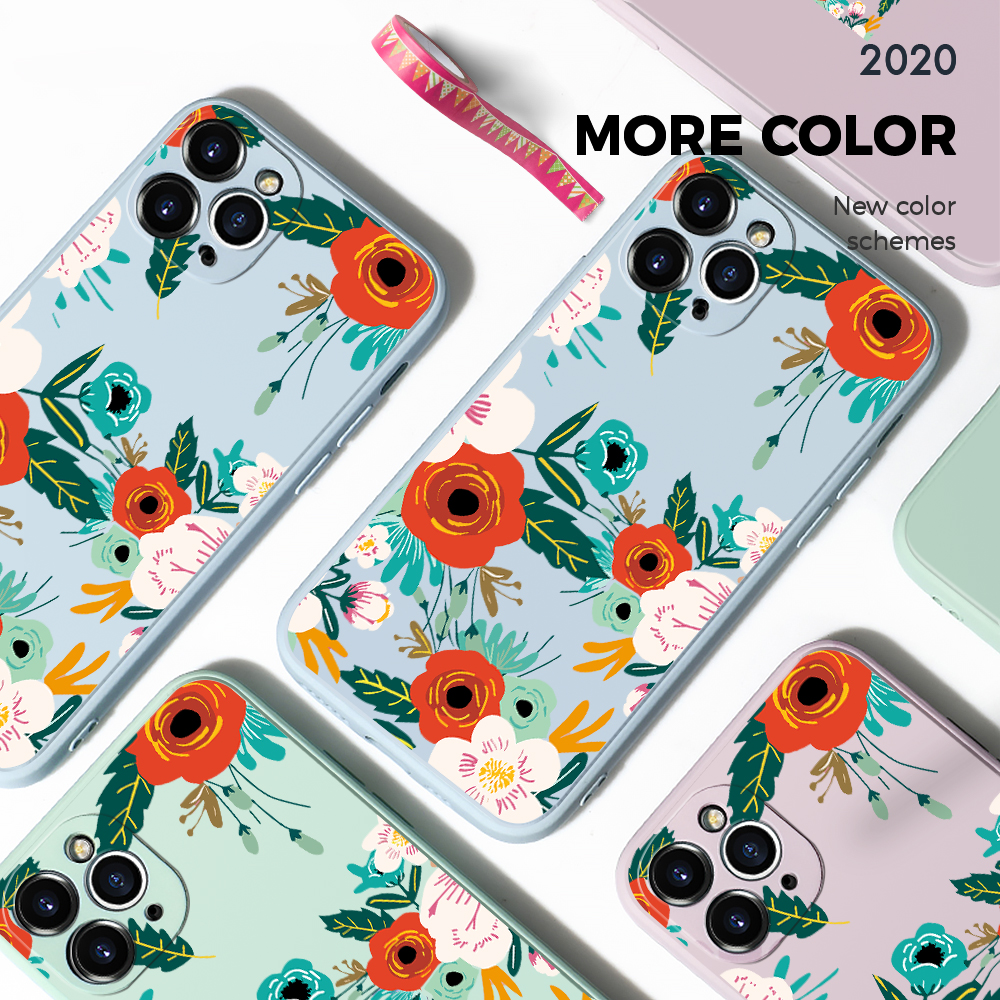 For Samsung Note8 Back Cover Flowers Print Phone Case Multicolor Liquid Silicone Mobile Cover. 