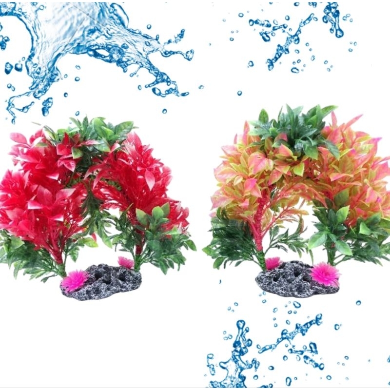 Hiasan aquarium dekorasi BUNGA PLASTIK MODEL LINGKAR