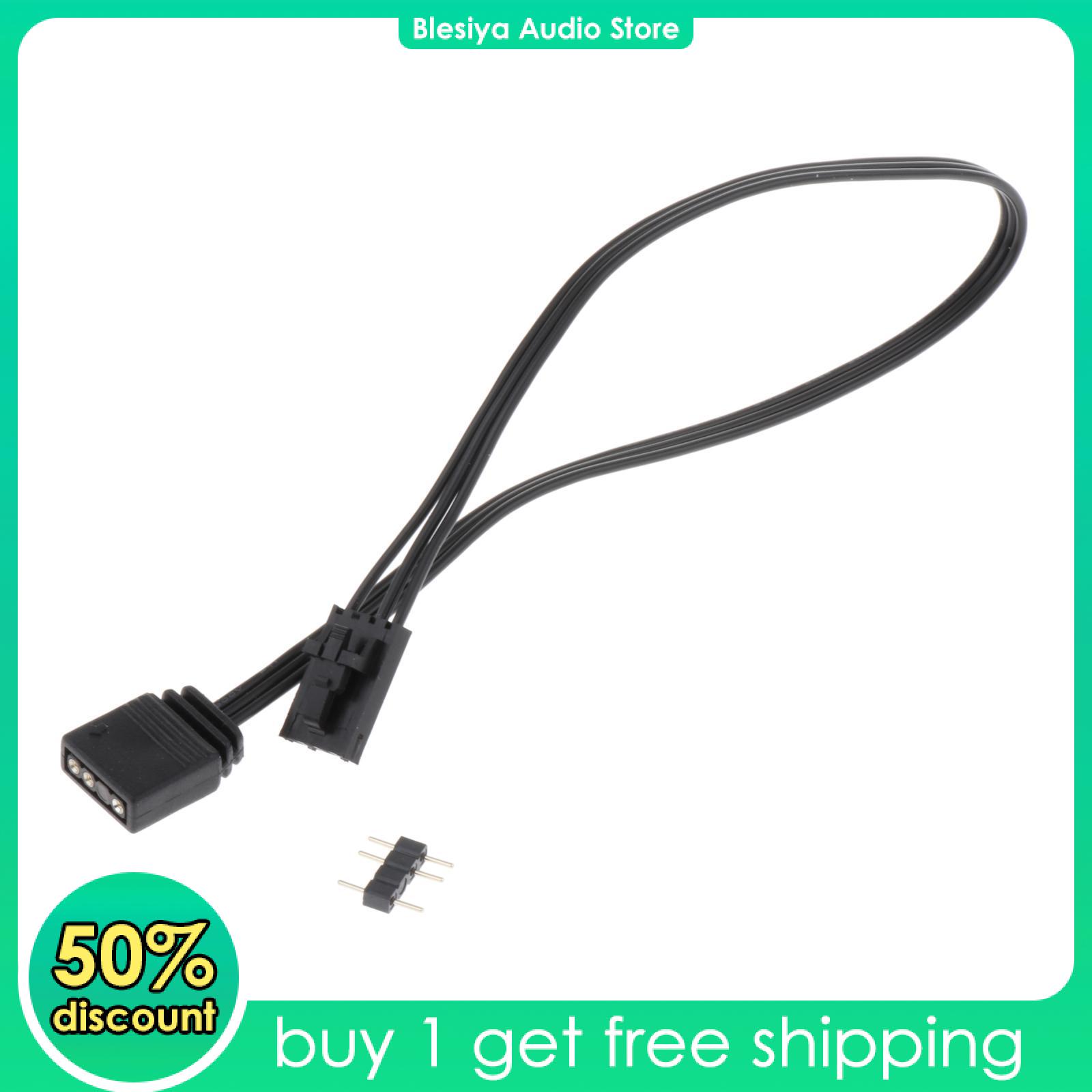Blesiya Fan Adapter Cable 25cm Connector fan Reusable Durable Black with Black Sleeved Converter Splitter 4 Pin RGB to ARGB 5V 3 Pin Fittings
